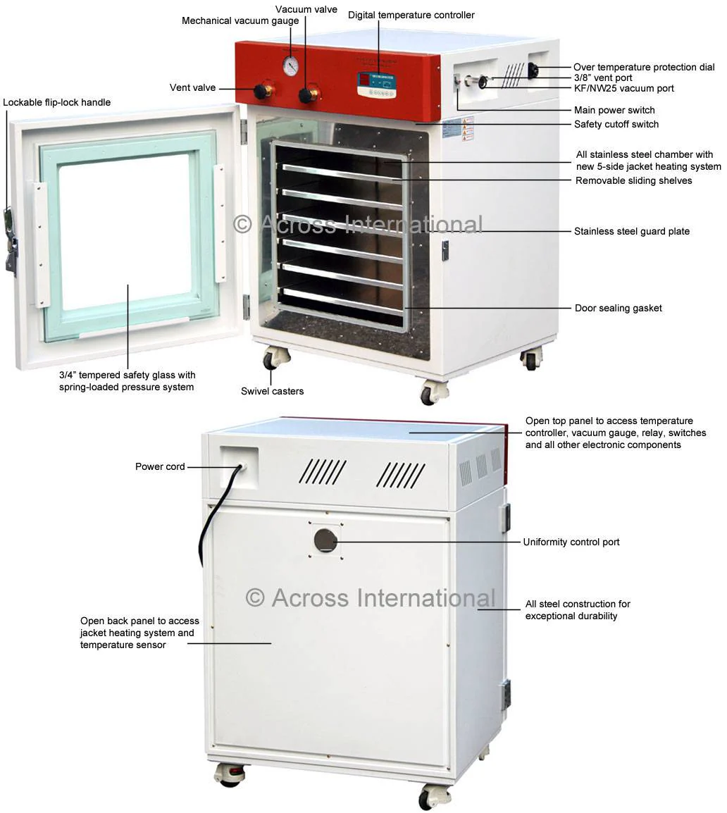 Across International 200C 7.6 Cu Ft 24x24x24 Vacuum Oven w/ 7 Aluminum Shelves - 220V - Image 3