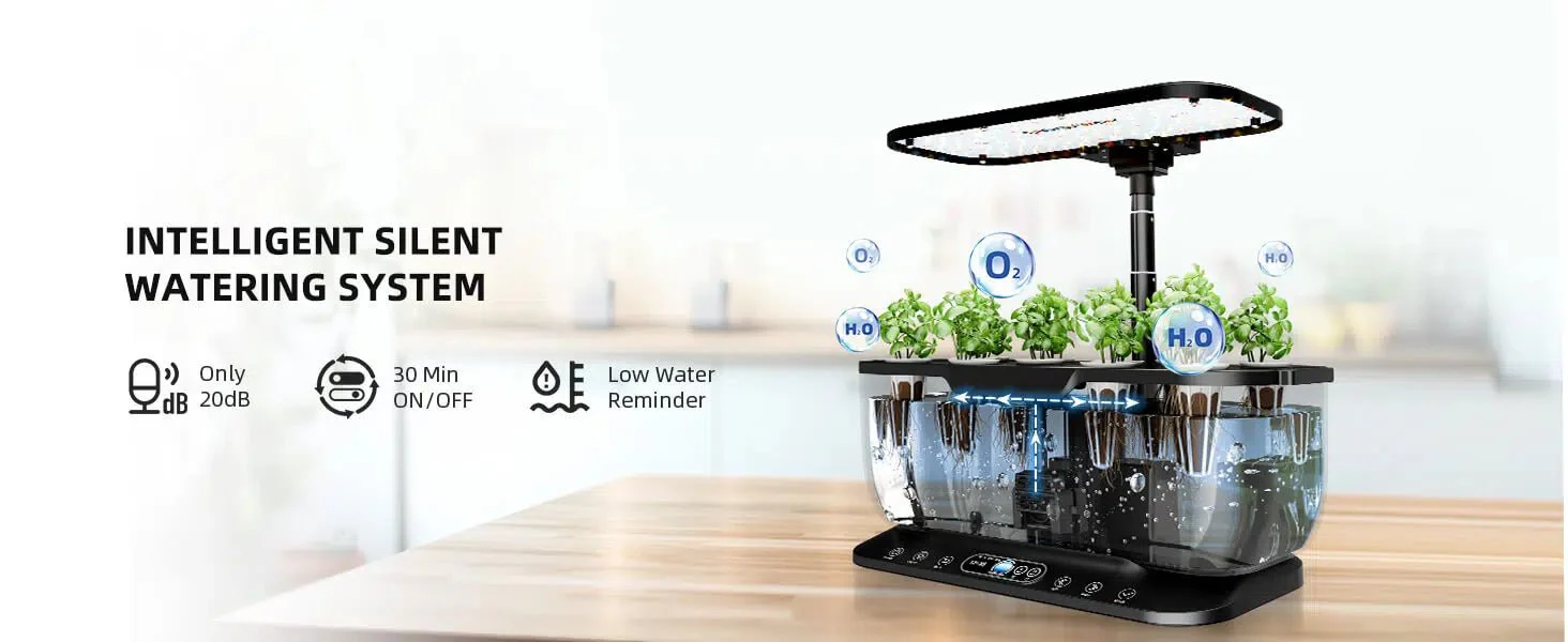 Spider Farmer SmartG12 Hydroponic Gardening System Kit, APP & Wifi Controlled, 36W LED Grow Light, 12 Pods Indoor Herb Garden, 6L Water Tank - Image 14