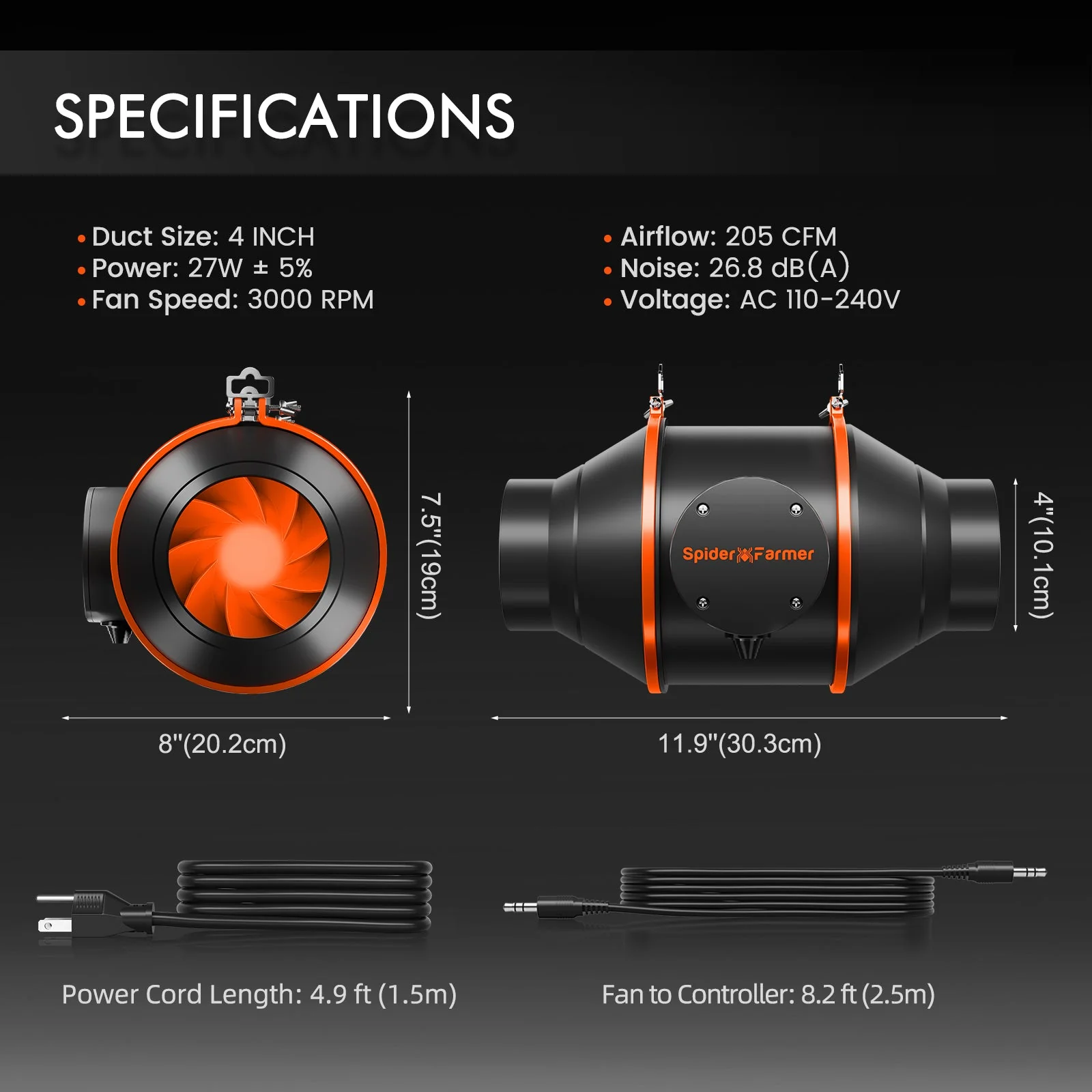 Spider Farmer 2’x2′ Complete Grow Tent Kit丨SF1000 301H EVO Full Spectrum LED Grow Light丨4” Ventilation System with Speed Controller With RJ12 port - Image 11