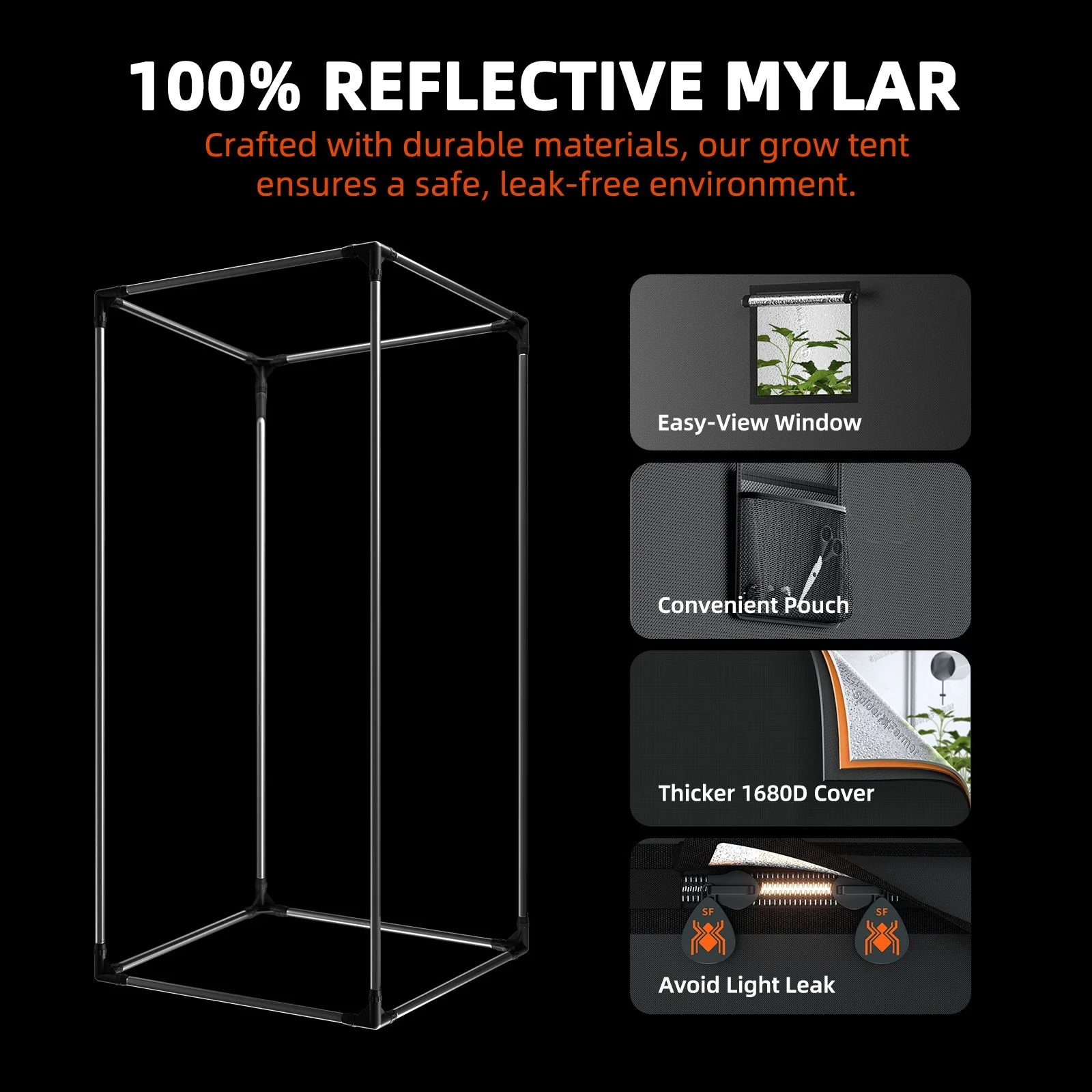 Spider Farmer 3’x3′X6′ Complete Grow Tent Kit丨Newest Version G3000 Full Spectrum LED Grow Light丨 Next-Gen 6” Clip Fan丨4” Ventilation System with Speed Controller(with RJ12 Port) - Image 6