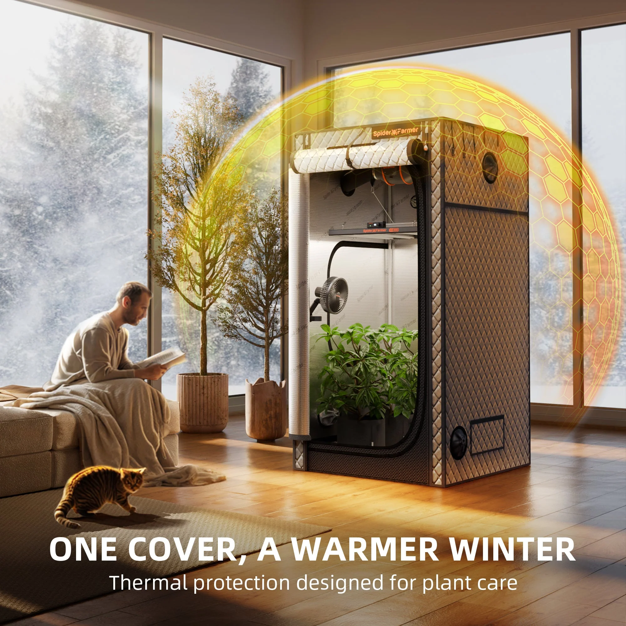 Spider Farmer 3‘x3’ Grow Tent Insulation Cover for Winter – Thermal Liner with Insulation Layer, Observation Window and Ventilation Holes, Optimized for Heat Retention and Energy Efficiency - Image 7