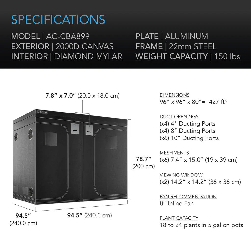 AC Infinity Cloudlab 899 - Grow Tent 8x8 System 96"x96"x80" - Image 6