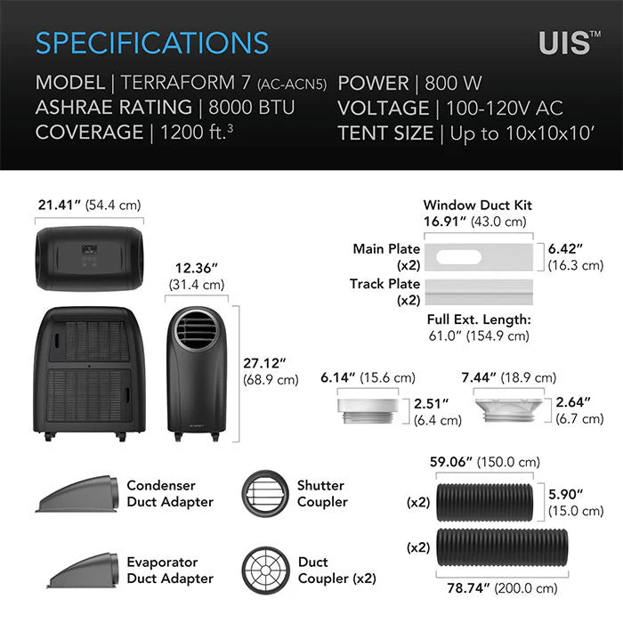 AC Infinity TERRAFORM 7 Multi-Functional Air Conditioner, with Heater, Dehumidifier, Circulator, and VPD Controller, 8000 BTU <br><br>(PRE-ORDERS ONLY - SHIPS MAY 2025) - Image 2