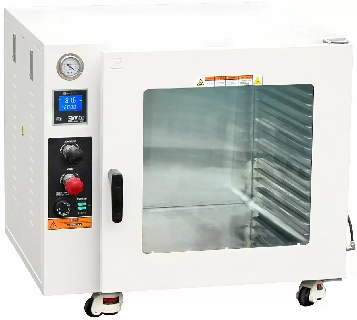 Across International 250C UL 14 Shelf Max 5 Cu Ft 5 Sided Heating Vacuum Oven With 316L Chamber Option