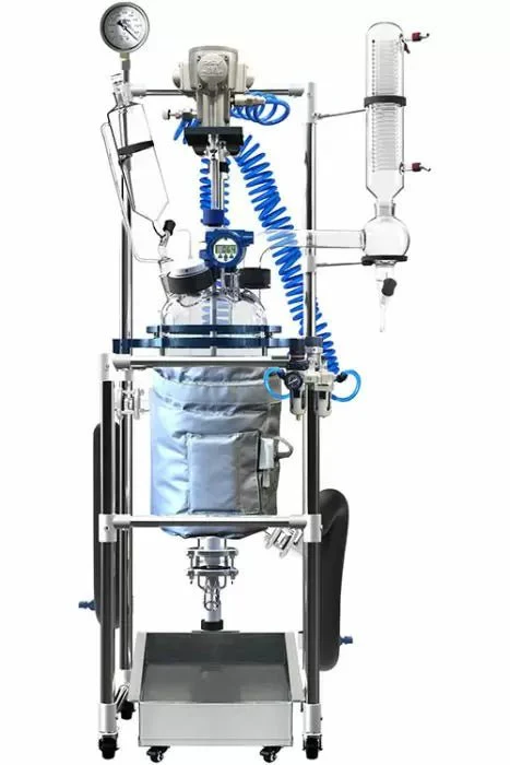 Across International 10L Single Or Dual Jacketed Glass Reactor Systems With Air Motor