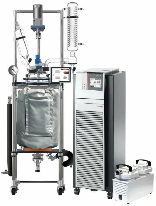 Across International 50L Single Or Dual Jacketed Glass Reactor W/ Chiller & Pump