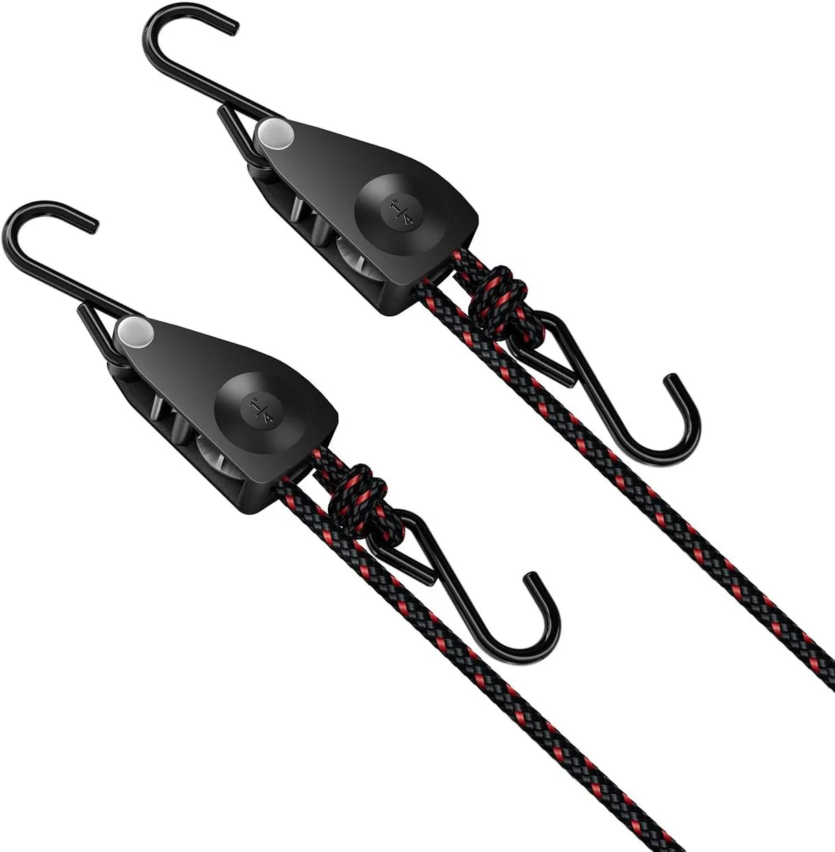Elufah 1/4" Ratchet Tie Down Straps, 2-Pack & 12FT Adjustable Rope Hangers