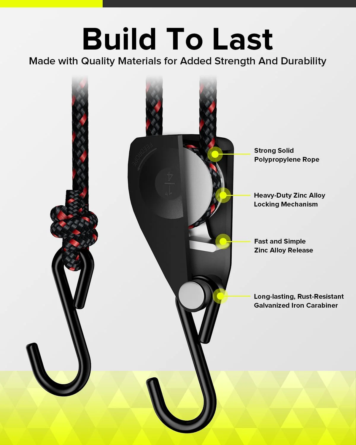 Elufah 1/4" Ratchet Tie Down Straps, 2-Pack & 12FT Adjustable Rope Hangers - Image 3