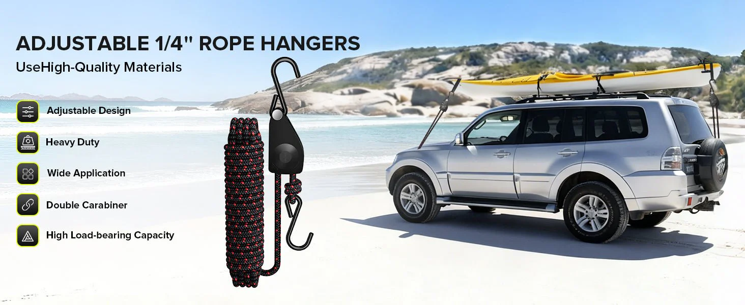 Elufah 1/4" Ratchet Tie Down Straps, 4-Pack & 12FT Adjustable Rope Hangers - Image 15
