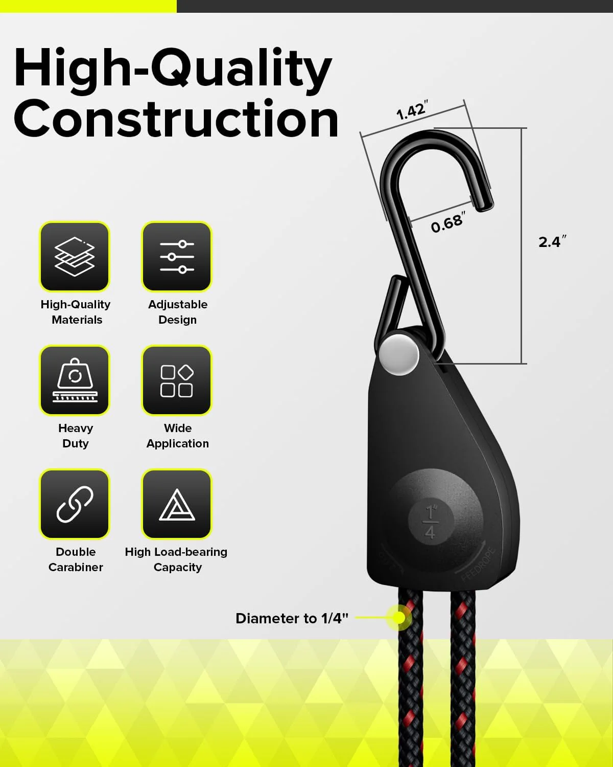 Elufah 1/4" Ratchet Tie Down Straps, 4-Pack & 12FT Adjustable Rope Hangers - Image 2
