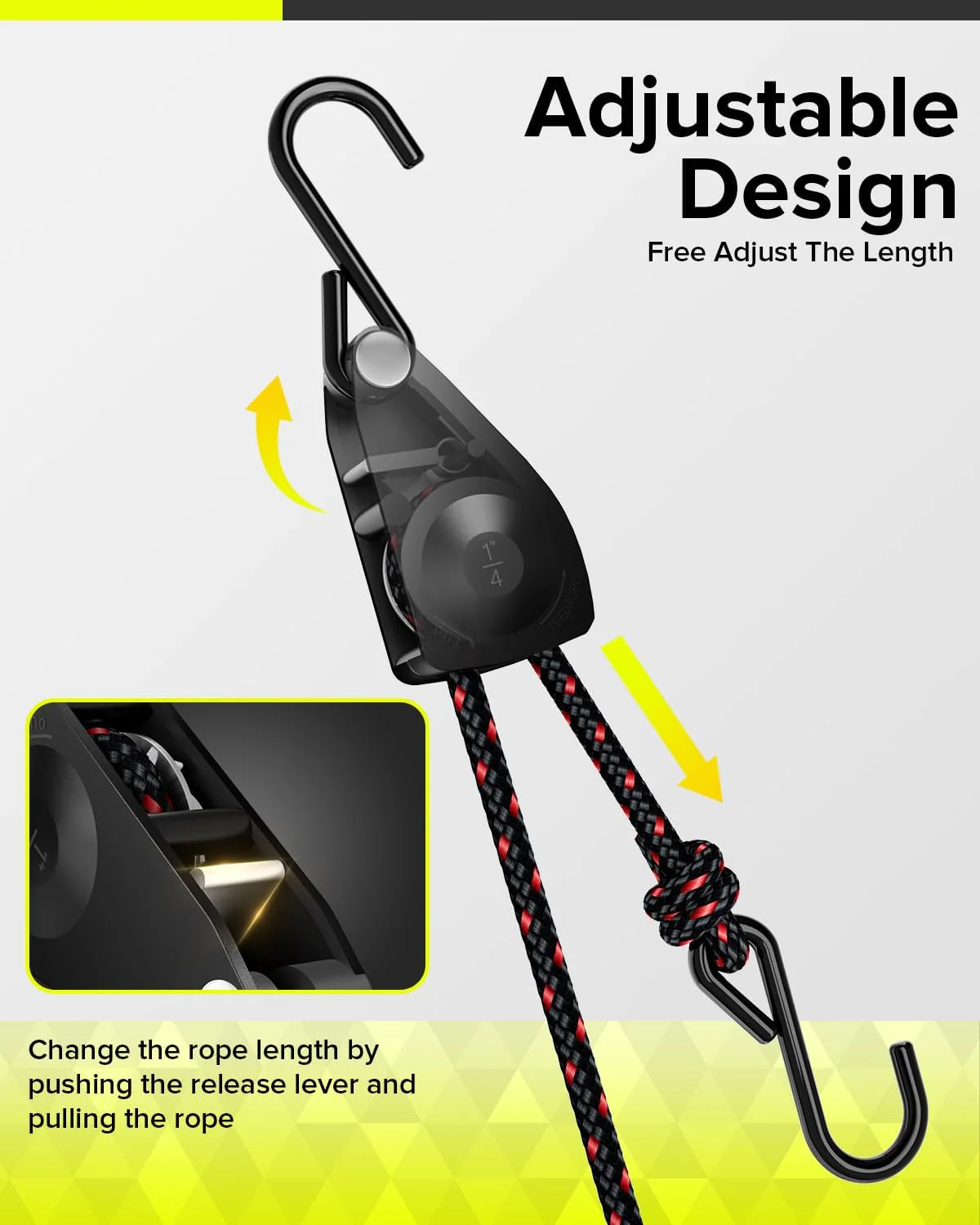 Elufah 1/4" Ratchet Tie Down Straps, 4-Pack & 12FT Adjustable Rope Hangers - Image 4