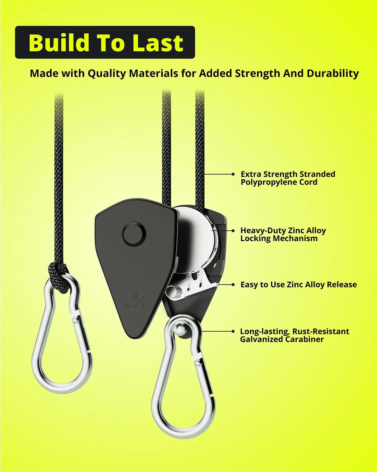 Elufah 4-Pack 1/8" Tie-Down Ratcheting, 10ft Adjustable Length Rope Hanger - Image 3