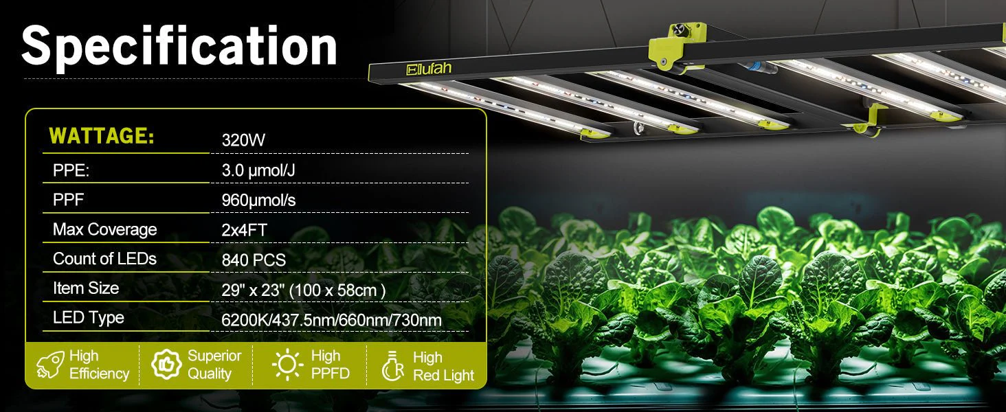 Elufah NHI3200-24 320 Watt LED Grow Light 2x4 Commercial - Image 14