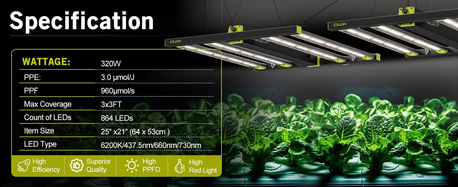 Elufah NHI3200-33 320 Watt LED Grow Light 3x3 Commercial Full Spectrum - Image 12