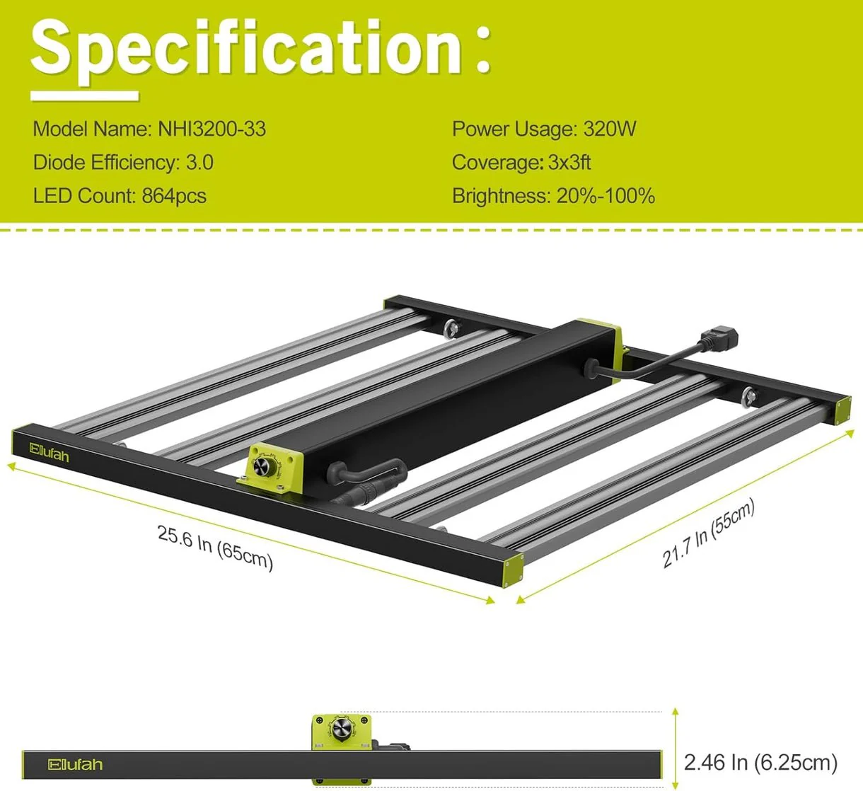 Elufah NHI3200-33 320 Watt LED Grow Light 3x3 Commercial Full Spectrum - Image 7