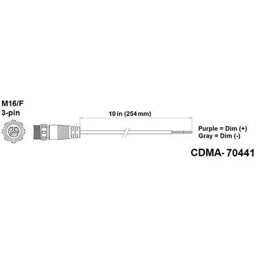 Fluence PSE1/Console DC Dimming Signal Cable 10in – Pigtail to M16 Threaded Connector