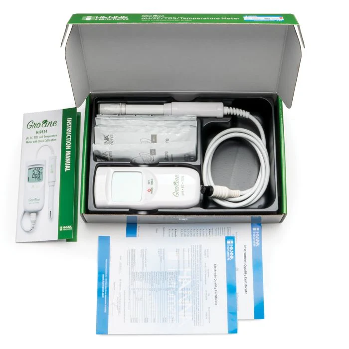 Hanna GroLine Hydroponics Waterproof pH/EC/TDS/Temperature Portable Meter - Image 4