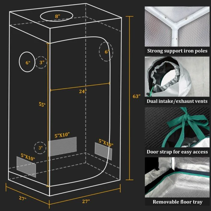 Mars Hydro 2.3x2.3 Grow Tent Kit w/ TS 1000 LED Grow Light - Image 3