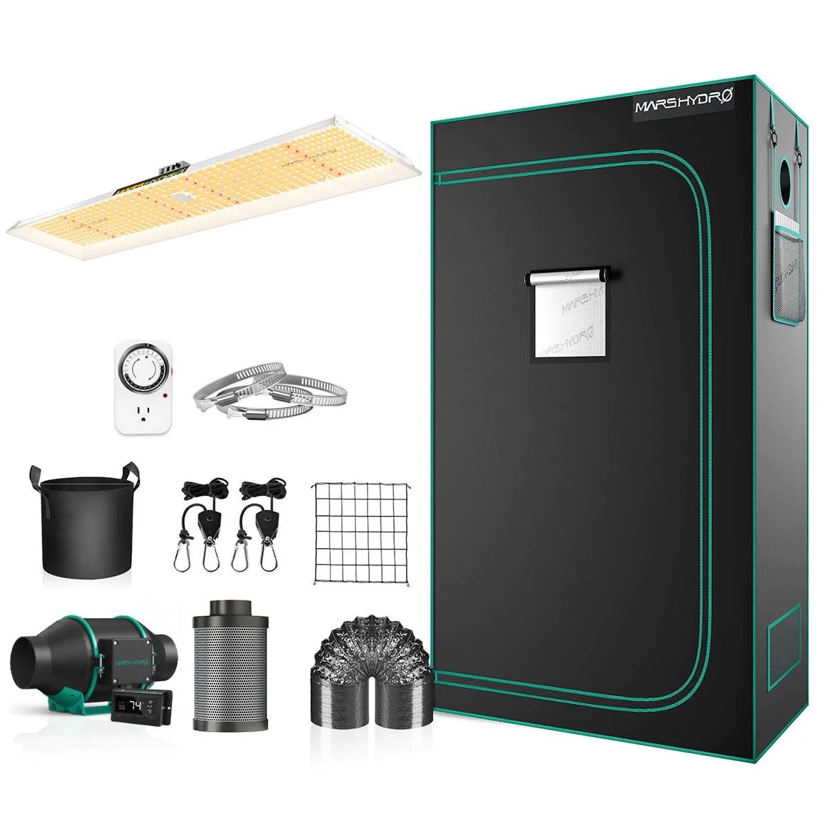 Mars Hydro 2x4 Thermostat Controlled Grow Tent Kit w/ TSL 2000 LED Grow Light