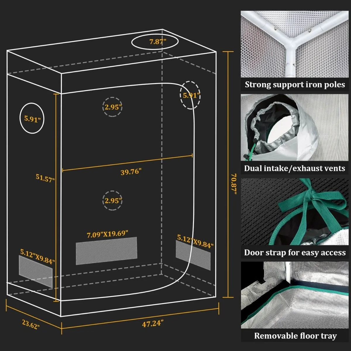 Mars Hydro 2x4 Thermostat Controlled Grow Tent Kit w/ TSL 2000 LED Grow Light - Image 3