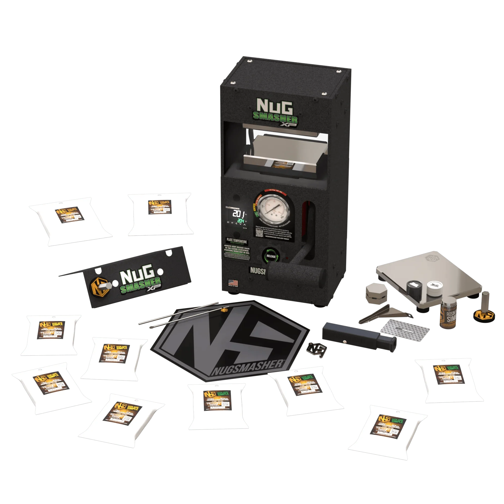 NugSmasher XP 12 Ton Rosin Press Essentials Bundle