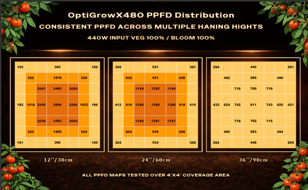 Phovivis OptiGrow X480 440W Full Spectrum LED Grow Light by Hortibloom - Image 8