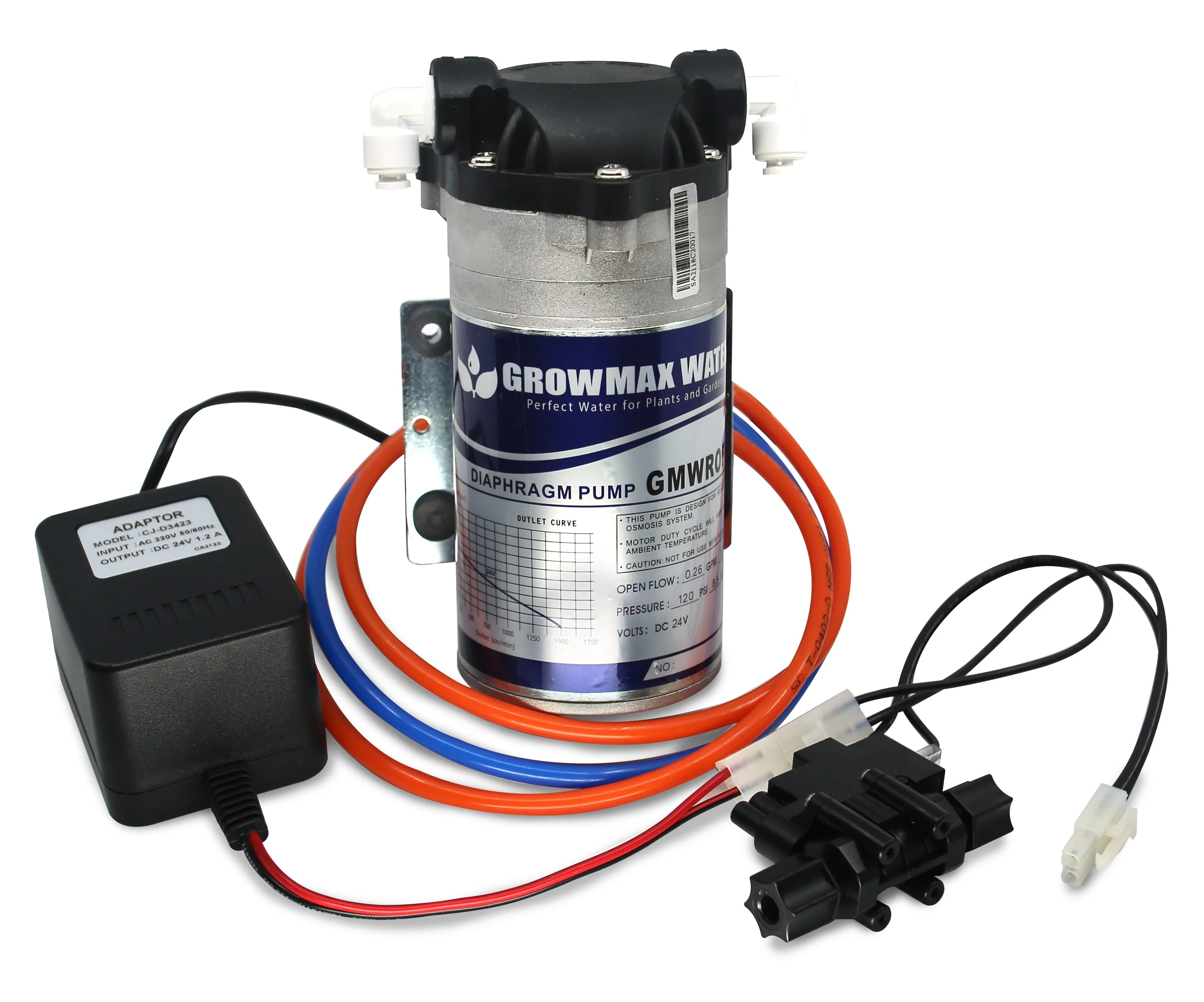 GrowMax Water Reverse Osmosis Booster Pump Kit, 0.26 GPM