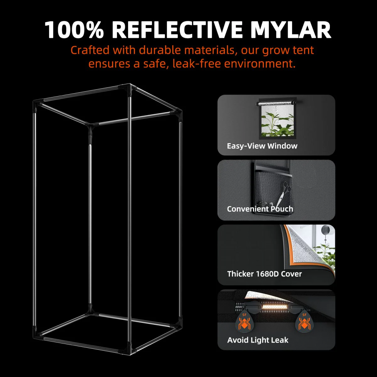 Spider Farmer 2’x4’ Complete Grow Tent Kit丨SF2000 301H EVO Full Spectrum LED Grow Light丨6” Clip Fan丨4” Ventilation System with Speed Controller - Image 11