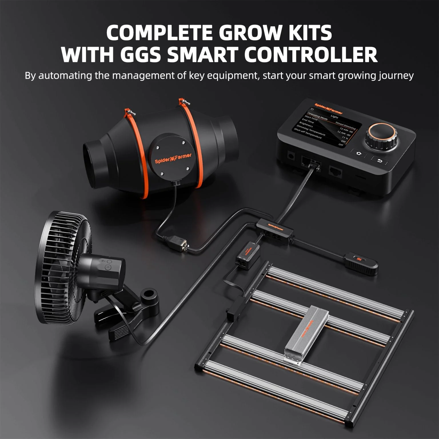 Spider Farmer 3×3′ Complete Grow Tent Kit丨G3000 WiFi & Bluetooth App-Controlled LED Grow Light丨6” Clip Fan丨4” Ventilation System with GGS Controller - Image 5