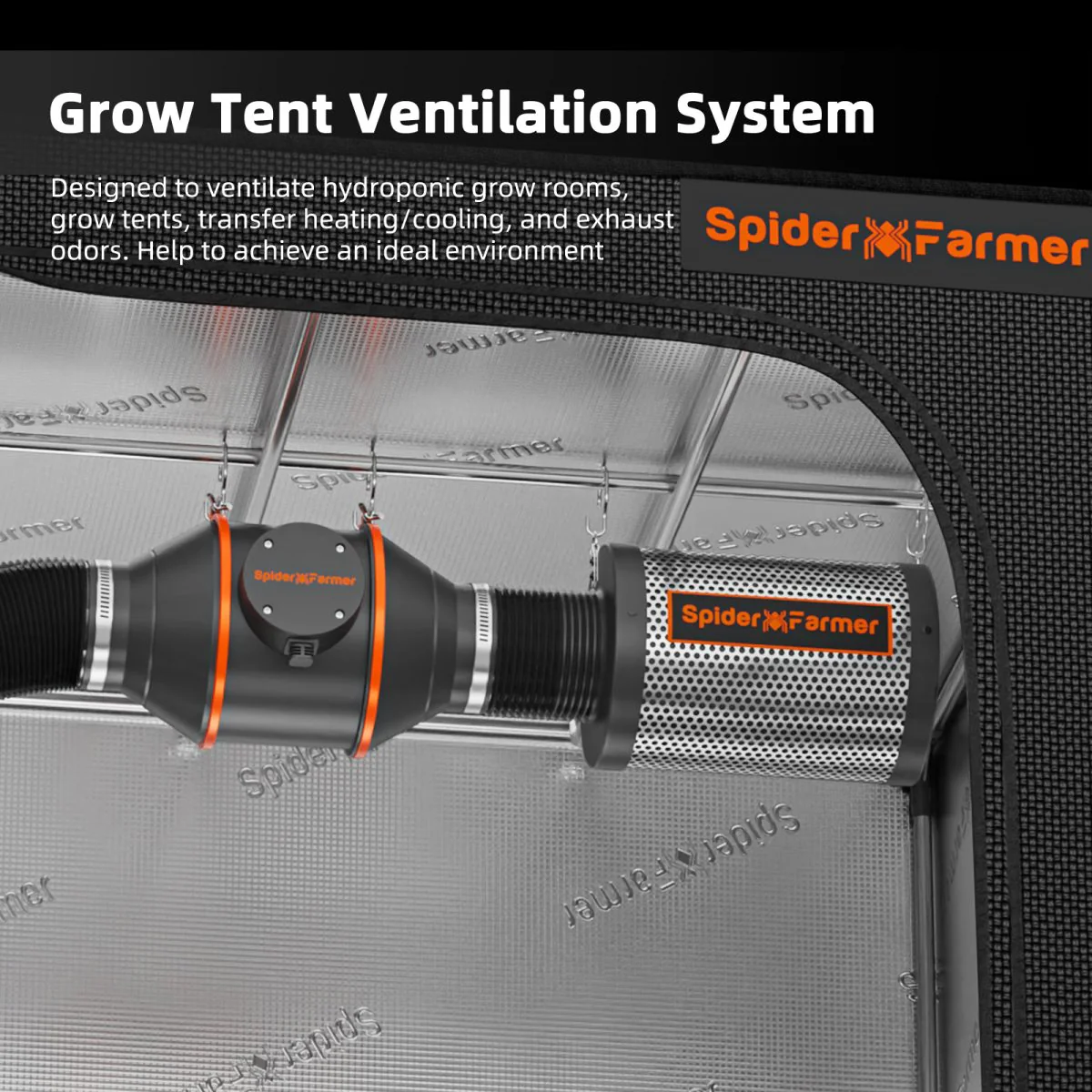 Spider Farmer®Quiet 4” Inline duct Fan Kits 205 CFM with Speed Controller, Carbon Filter Grow Tent Ventilation System, GGS Controller Controllable - Image 11