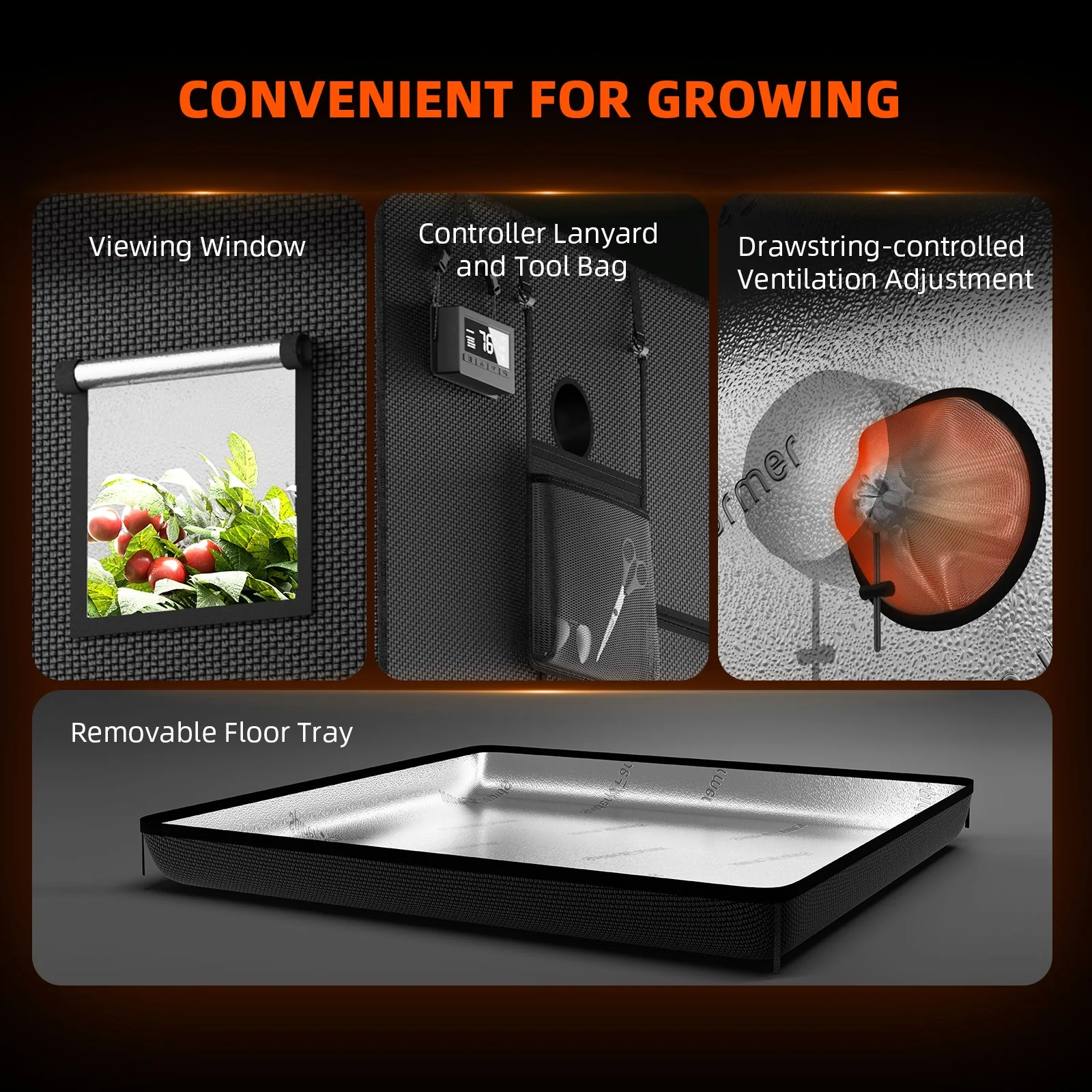 Spider Farmer 4’x2’x5′ 120cm x 60cm x 150cm Indoor Grow Tent - Image 7