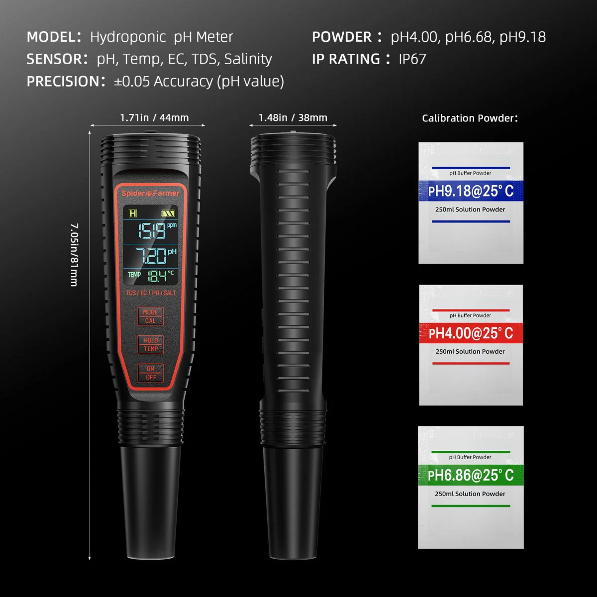 Spider Farmer 5-in-1 pH Hydroponic Meter Kit - Image 9