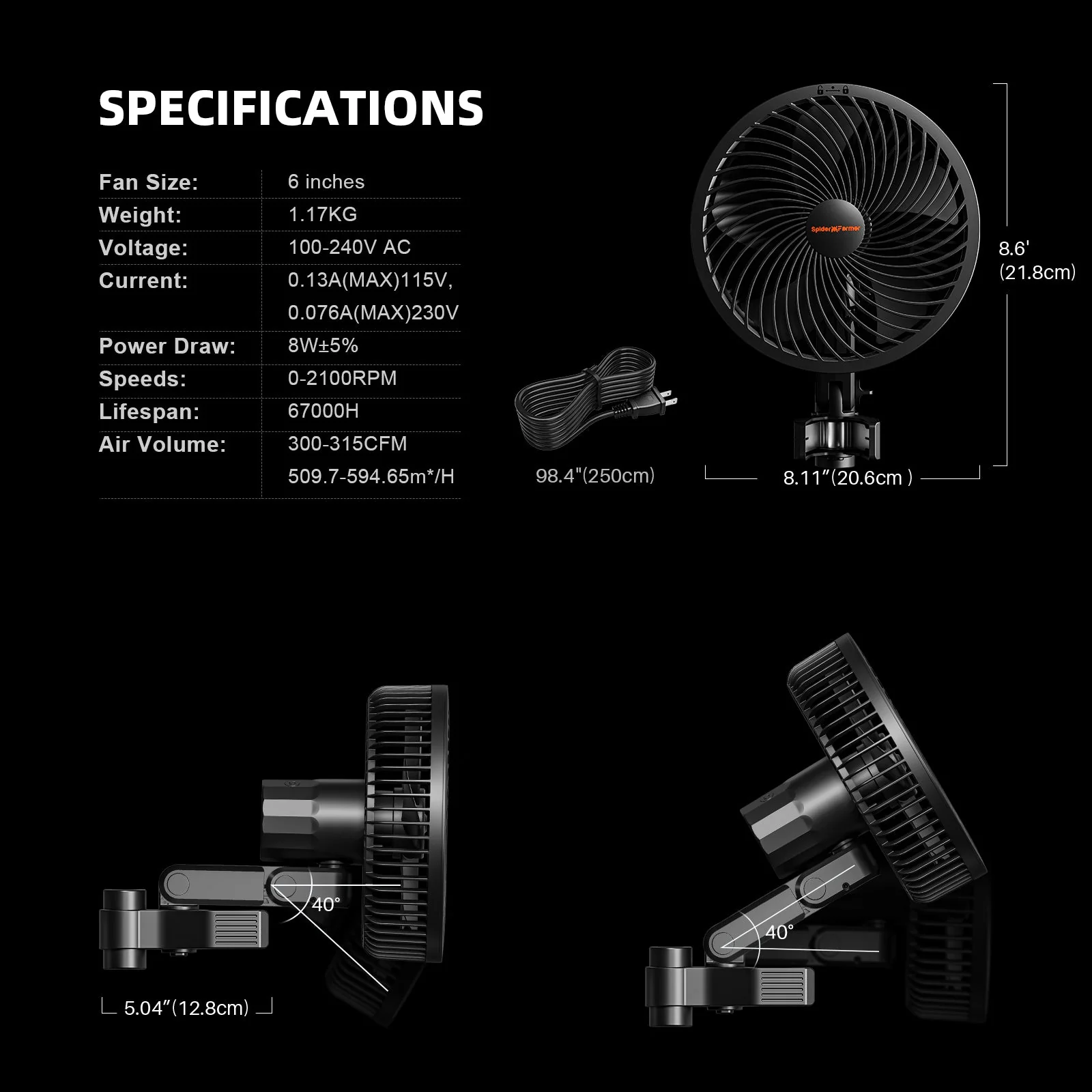Spider Farmer 6-inch Clip On Fan for Grow Tents - Image 10