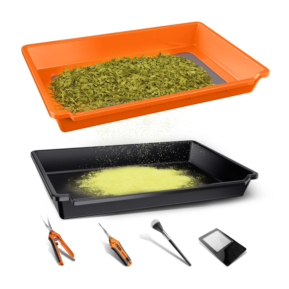 Spider Farmer 2-In-1 Trim Tray 150 Micron 100 Mesh Screen for Pollen & Herb | 2 Pruning Shears | Card Magnifier | Grow Harvest Accessories | Use-Friendly Ergonomic Design - Image 2