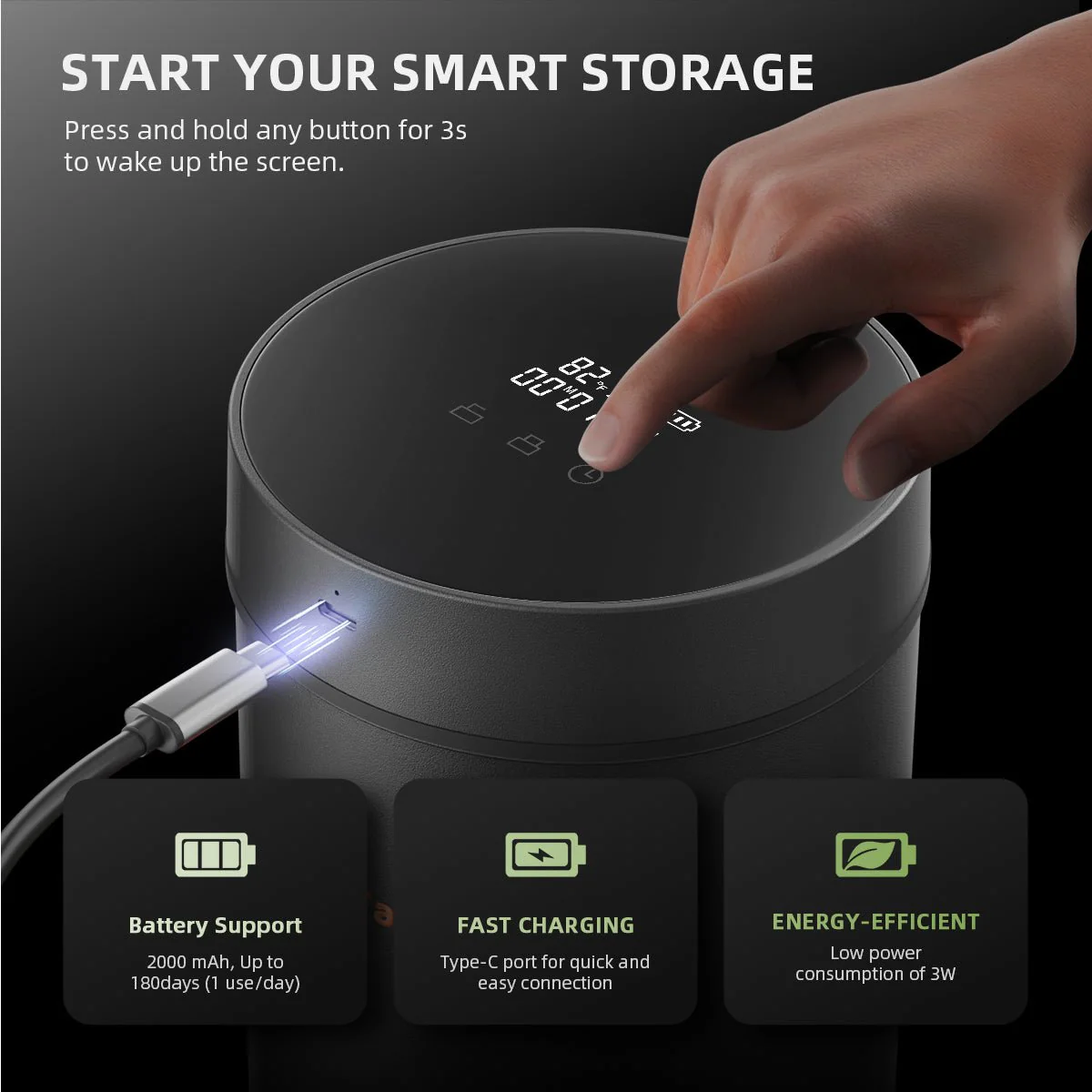 Spider Farmer 2L Auto-Cure Smart Jar | Portable Vacuum Seal Curing Jar with Smart Lid | 4 Pcs 2-Way 62% Humidity Packs | Wide Mouth and Flat Bottom | Curing and Fresh Storage for Coffee, Herb, Mushrooms,Spices, Flower,Foods - Image 9