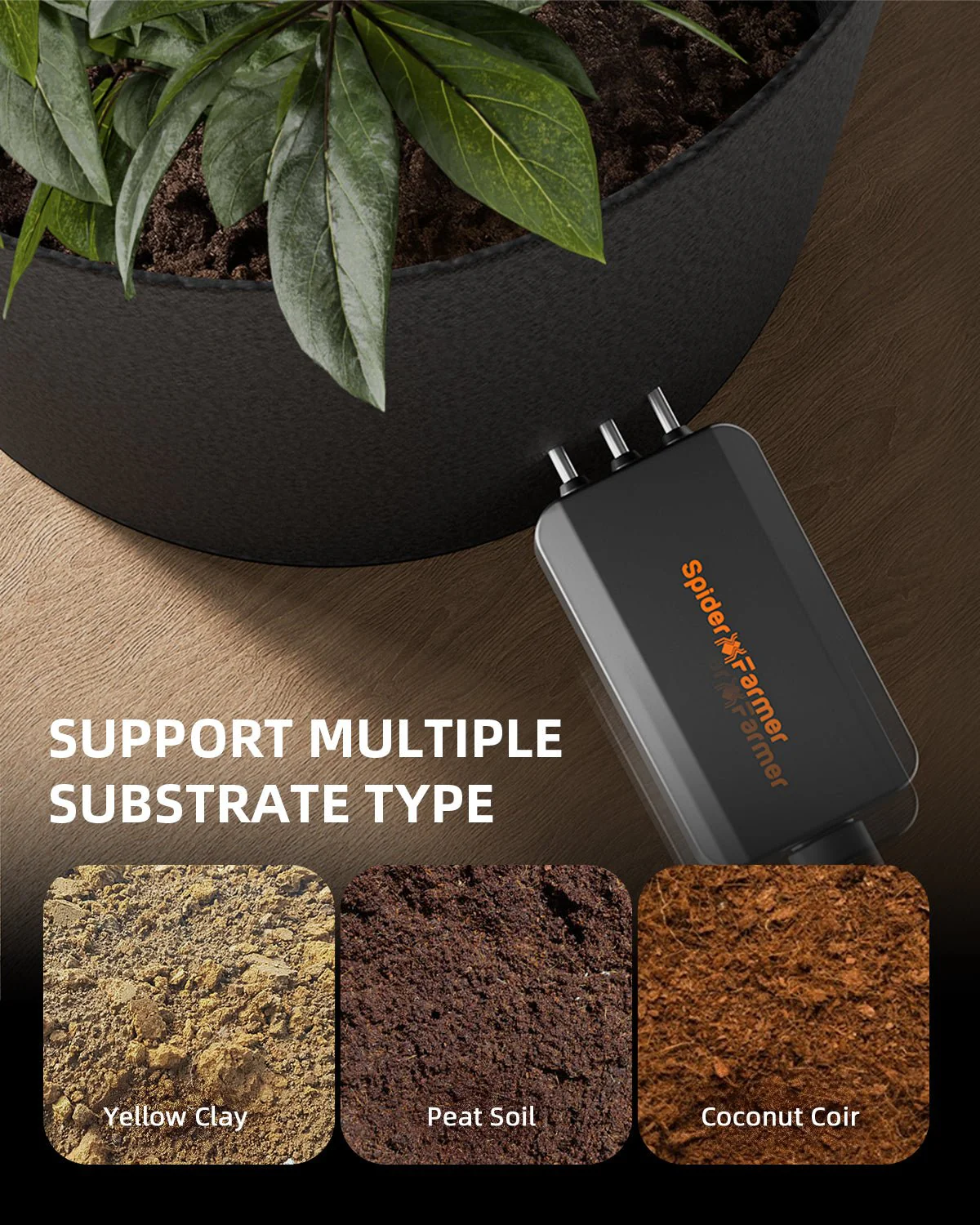 Spider Farmer 3 Pcs GGS 3-in-1 Soil Sensor Pro | Accurate Drip Irrigation Control, Substrate Type Selection, Monitoring Real-Time Soil EC, Temperature, and Moisture - Image 5