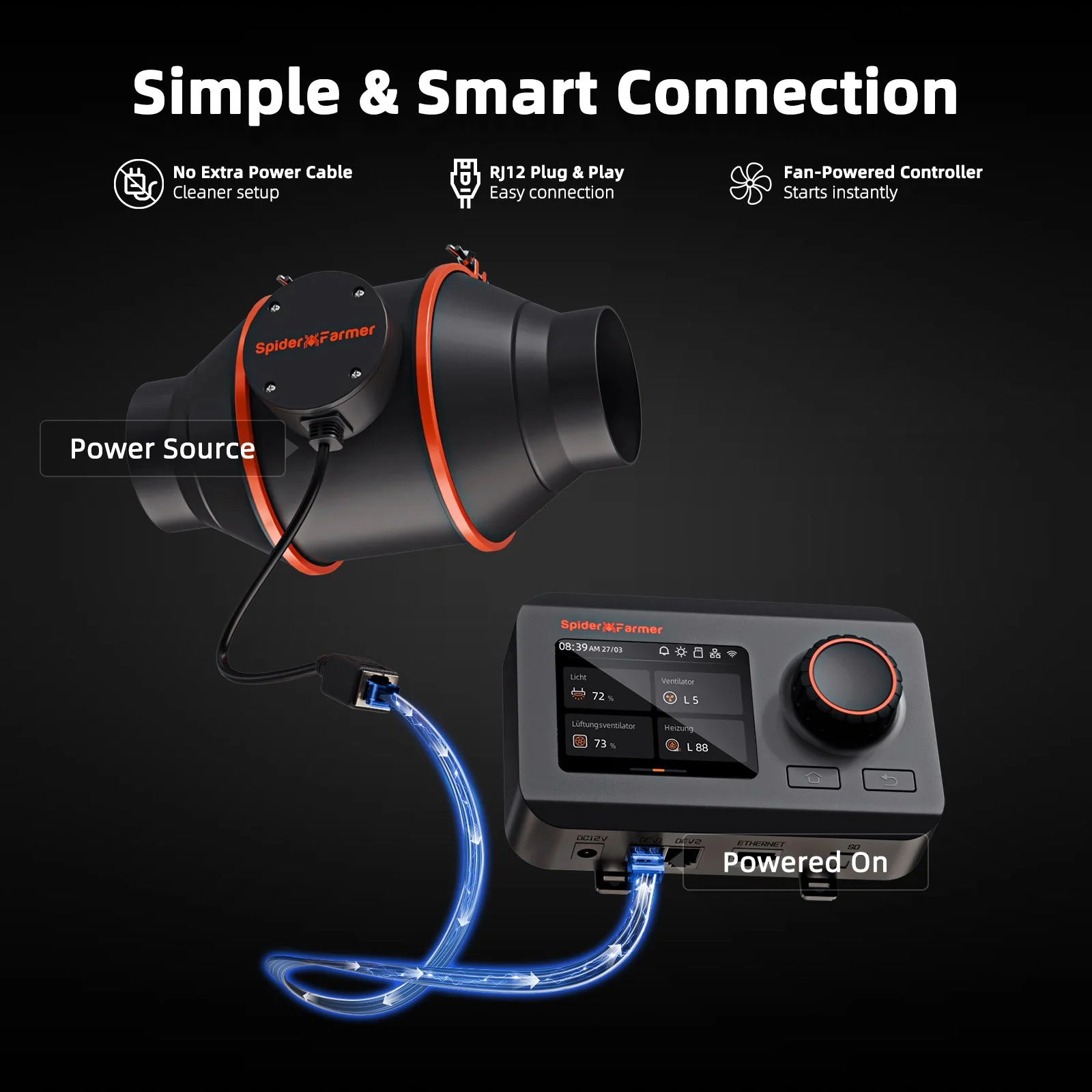Spider Farmer 6″ Inline Fan with GGS Controller 402 CFM Ventilation System for Grow Tents - Image 6