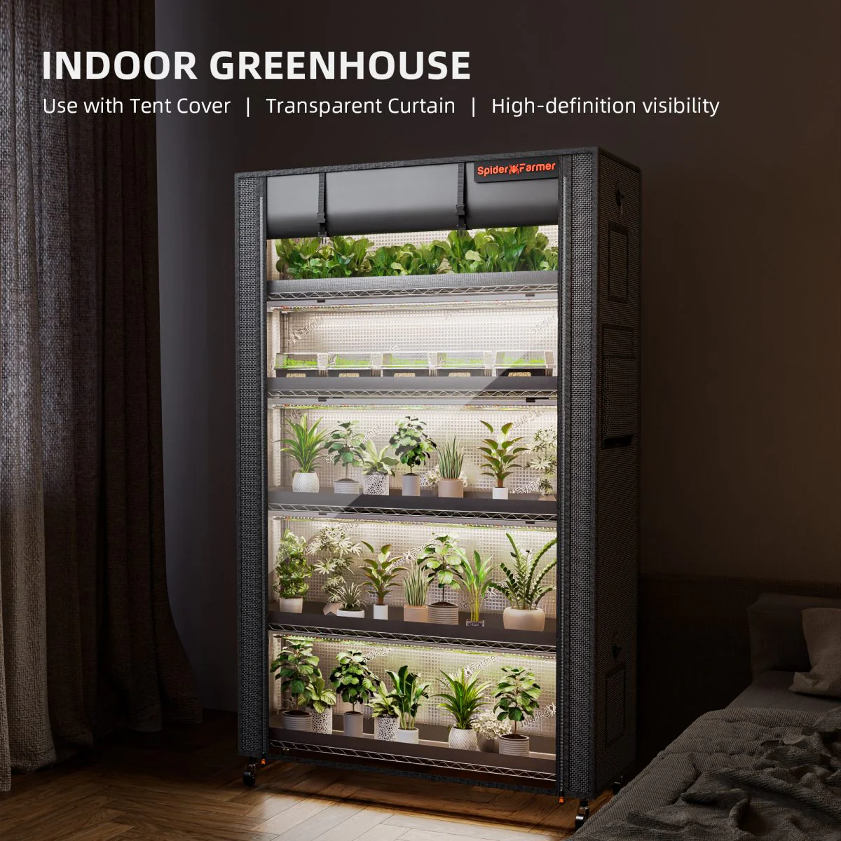 Spider Farmer 6 Tier Plant Stand With Grow Lights 220W , Plant Shelf with 1680D Grow Tent for Seedling Indoor Plant, Cloning and Greenhouse - Image 3
