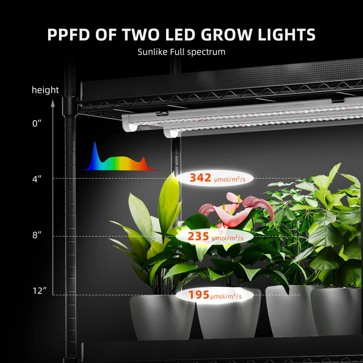 Spider Farmer 6 Tier Plant Stand With Grow Lights 220W , Plant Shelf with 1680D Grow Tent for Seedling Indoor Plant, Cloning and Greenhouse - Image 8