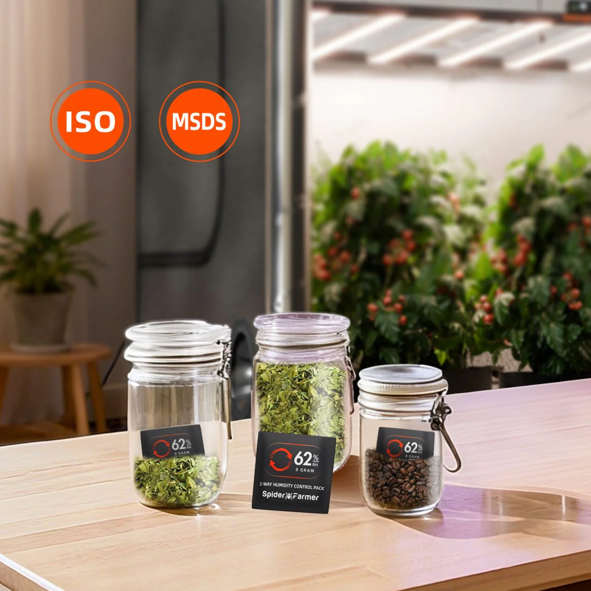 Spider Farmer 62% RH 8g 2-Way Humidity Control Packs | 10 Packs | Each for Storing 1 oz | Moisture Balance for Herbs, Cigar, Food & Wood Products Fresh Storage | Great for Small Storage Containers, Mason jars - Image 8