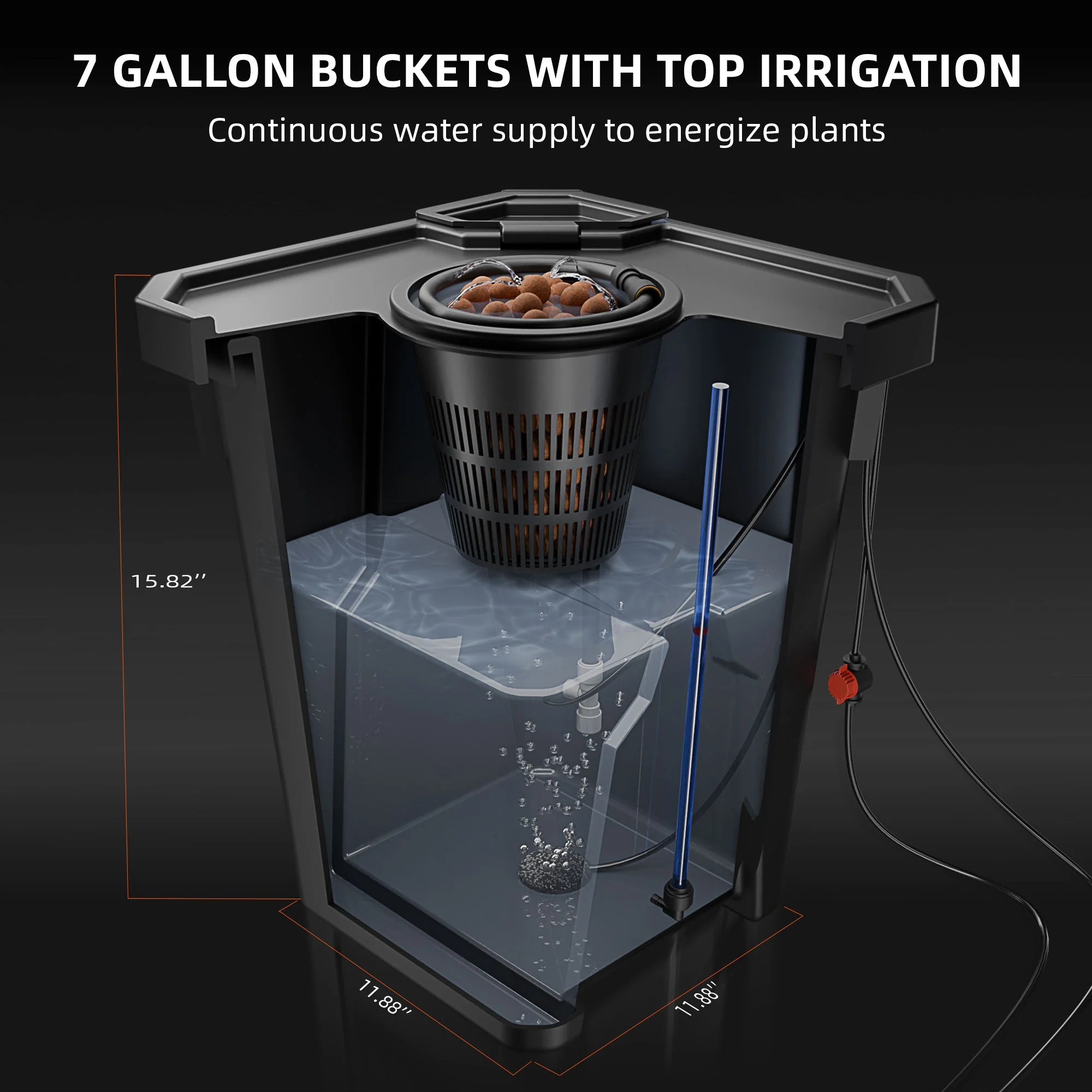 Spider Farmer DWC Hydroponics Grow System with Top Drip Kit 7 Gallon Deep Water Culture with 8W Air Pump 2 Buckets - Image 3