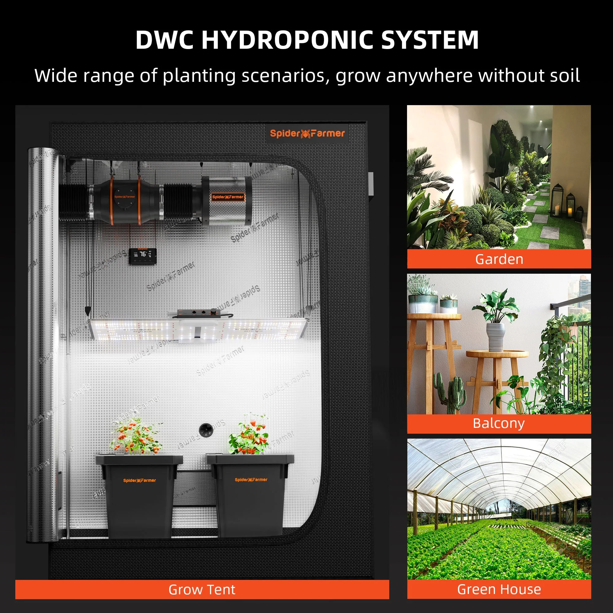 Spider Farmer DWC Hydroponics Grow System with Top Drip Kit 7 Gallon Deep Water Culture with 8W Air Pump 2 Buckets - Image 7