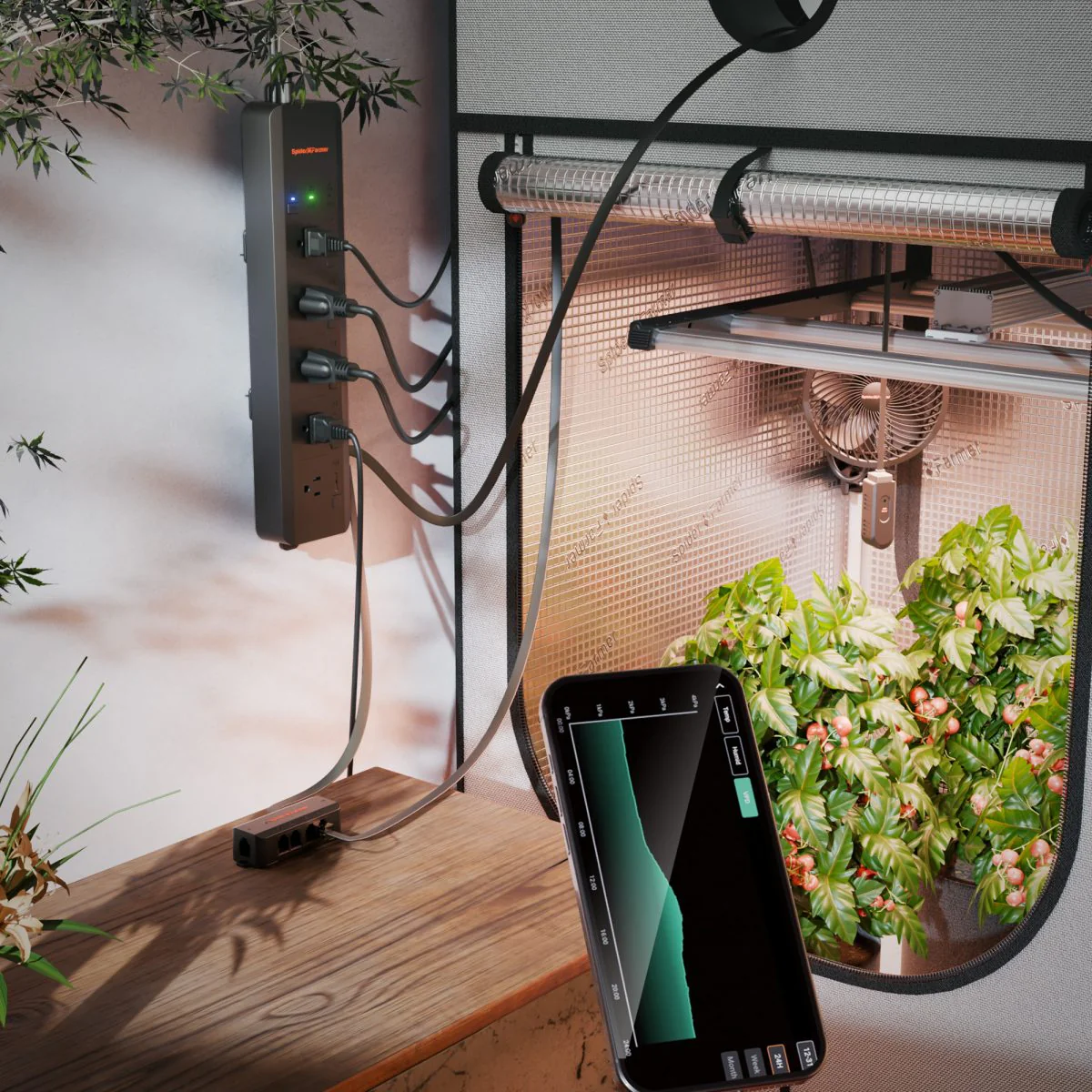 Spider Farmer GGS AC5 Power Strip with 5 Outlets for Grow Tent Climate Control, Featuring Temperature, Humidity, VPD Monitoring, Scheduling, Historical Data Tracking, Bluetooth & WiFi Connectivity - Image 11