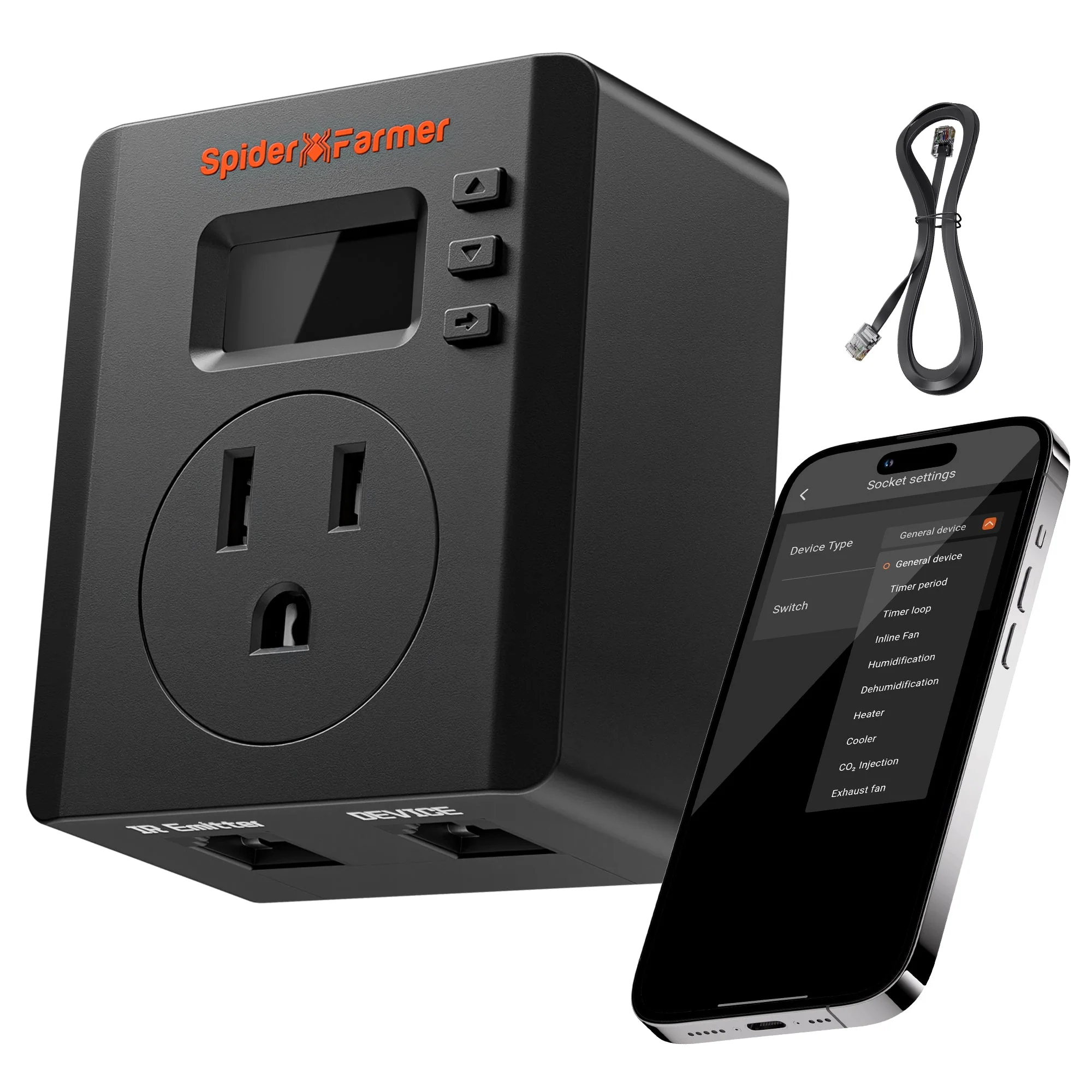 Spider Farmer S-Station | Wi-Fi & Bluetooth Smart Plug 1875W 15A for Indoor Growing, Supports Temperature & Humidity Sensor-Based Automation, Special Designed for Non-Spider Farmer Devices Connection and Smart Control via Spider Farmer APP