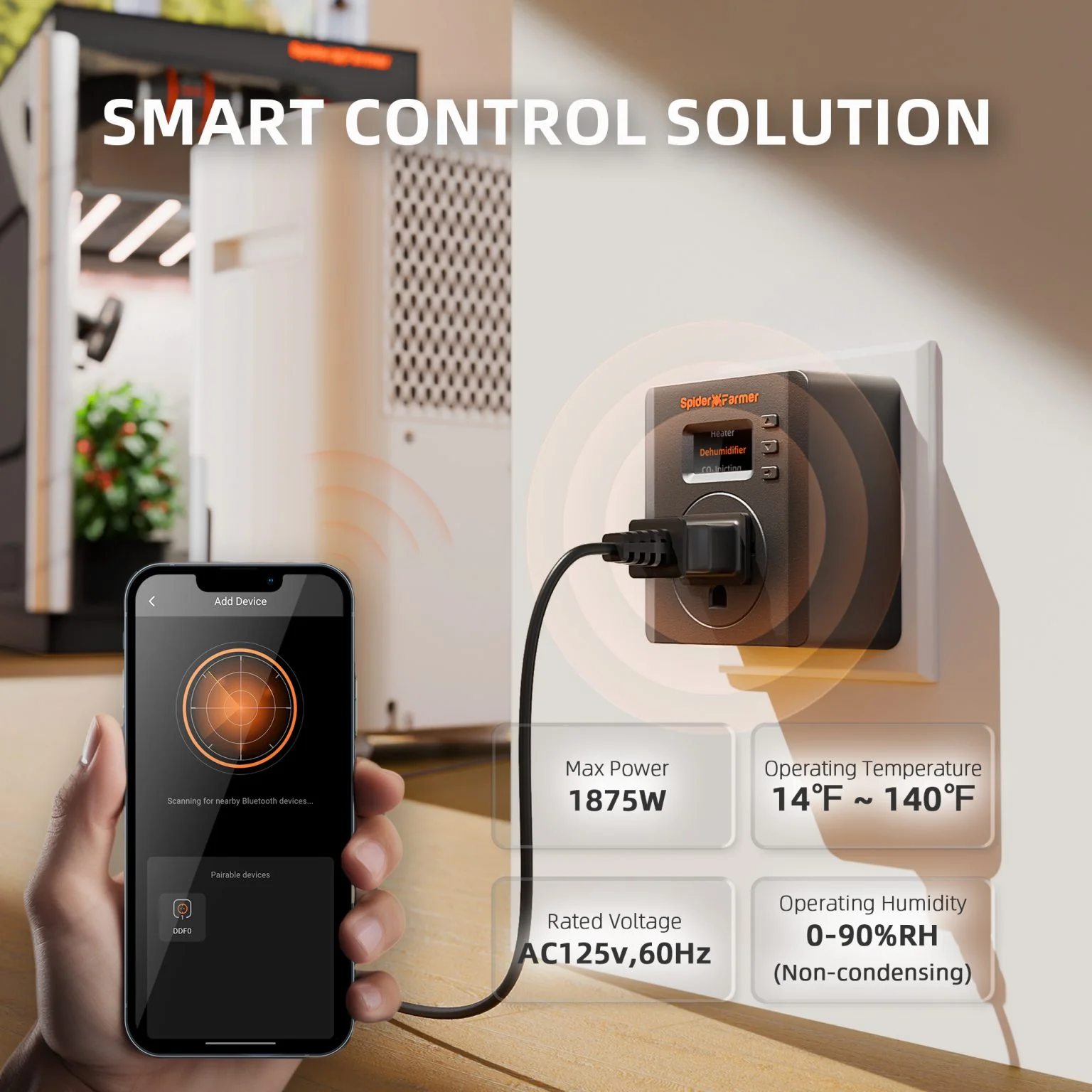 Spider Farmer S-Station | Wi-Fi & Bluetooth Smart Plug 1875W 15A for Indoor Growing, Supports Temperature & Humidity Sensor-Based Automation, Special Designed for Non-Spider Farmer Devices Connection and Smart Control via Spider Farmer APP - Image 2