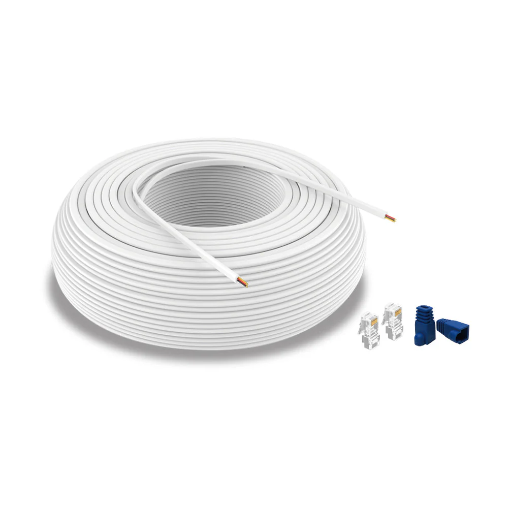 TrolMaster ECS-500 500 ft RJ12 White Cable Roll with 100 pcs