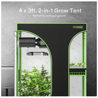 Vivosun 2-in-1 Mylar Grow Tent 4x3 with Multi-Chamber, 48″ x 36″ x 72″ - Image 2
