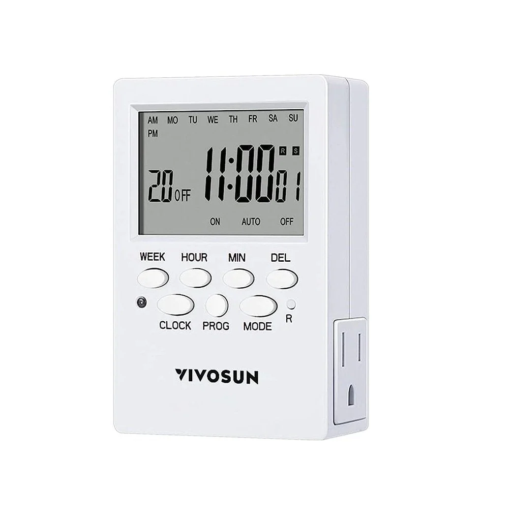 VIVOSUN 7 Day Programmable Digital Timer with Dual Outlet 1-Pack