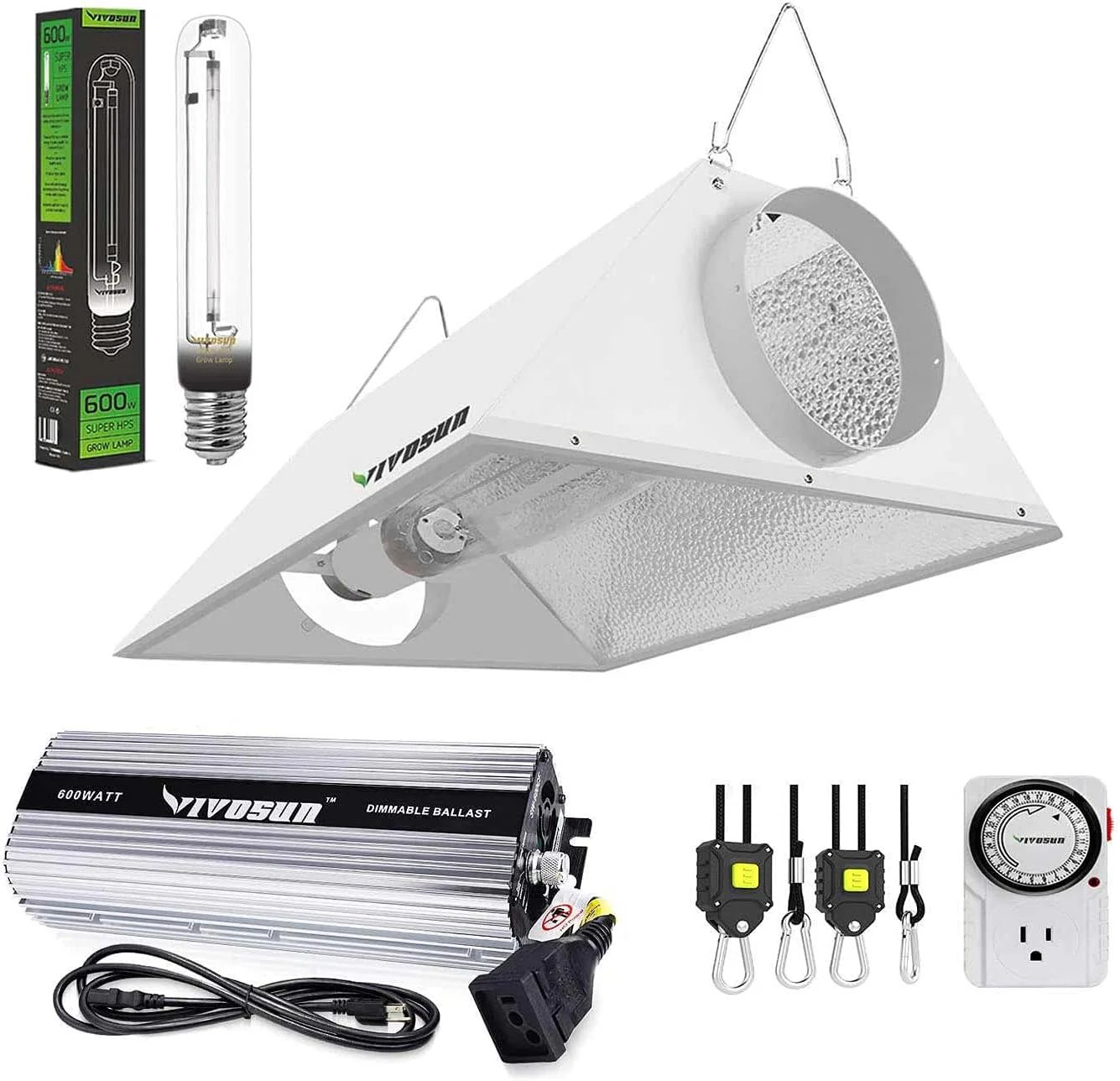 Vivosun Hydroponic 600 & 1000 Watt Grow Light Air Cooled Reflector Kit