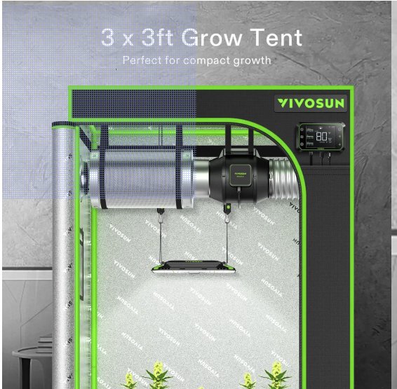 Vivosun Mylar 3x3 Grow Tent, 36″ x 36″ x 72″ - Image 2